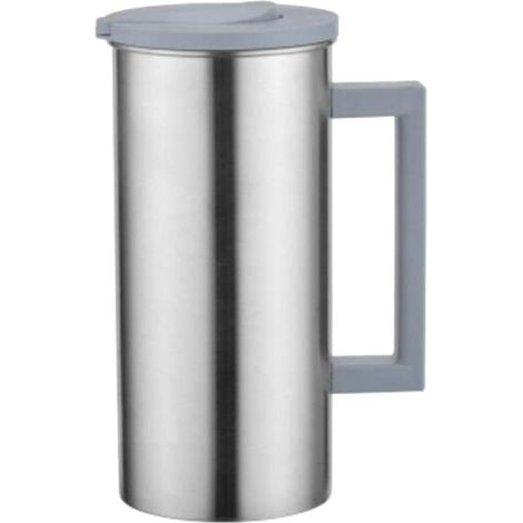 Termo de acero inoxidable para agua, café, té o zumo, 1,8 l con tapa (gris) (1/5)