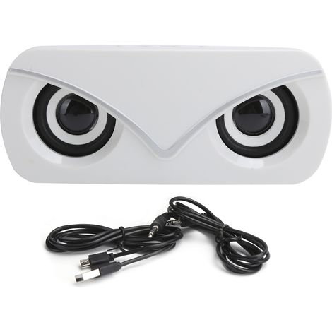 Enceinte Bluetooth V6 double haut-parleur avec LED lumineuse, mini portable audio blanc pour bureau (1/5)