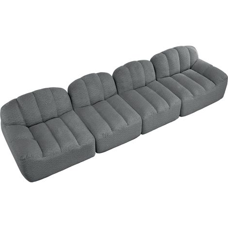 Sofá modular de 4 plazas en gris, espuma de alta densidad 32D, tejido suave, 366 x 104 x 79 cm (1/5)