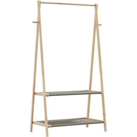 Portant à vêtements en bambou avec étagère, dimensions : 96 x 45,5 x 150,5 cm (1/5)