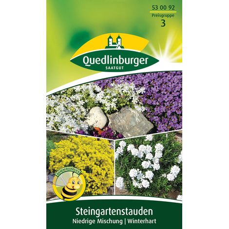 Quedlinburger Saatgut – Vivaces de rocaille basses en mélange – Graines de fleurs, hauteur env. 25 cm (1/2)