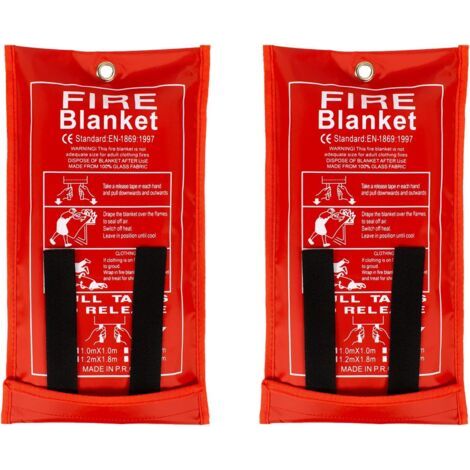Lot de 2 couvertures Anti-feu pour la Maison et la Cuisine,100x100cm couvertures Anti-feu en Fibre de Verre d'urgence pour Les Gens, Protection Ignifuge et Isolation Thermique (1/5)