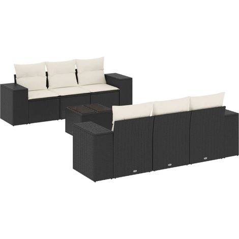 Maison Exclusive - Set de comedor de jardín 7 pzas y cojines ratá (1/5)