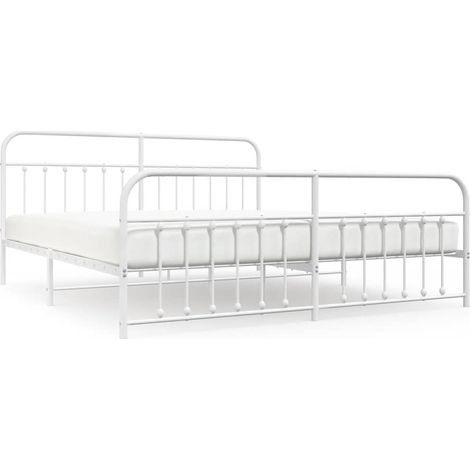 Maison Exclusive - Giroletto con Testiera e Pediera Metallo Bianco 193x203 cm (1/5)