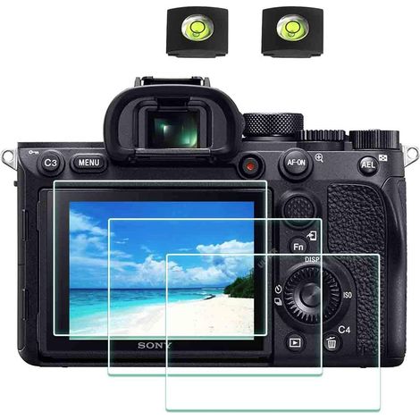 Protector de pantalla A7RIV para Sony Alpha A7R IV y tapa de zapata de cámara, cristal óptico templado, 0,3 mm, dureza 9H, antiarañazos, antihuellas, antiburbujas - Paquete de 3