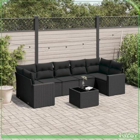 Salon de jardin - 3251072 - Résine tressée noir - Ensemble modulable 8 pcs - Rangement étanche (1/3)