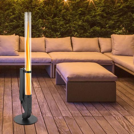 Jiubiaz Riscaldatore a pellet per terrazza con tubo in vetro 100 x 8 cm, serbatoio 1 kg, autonomia fino a 60 min, acciaio inox 201, h 131,5 cm (1/5)