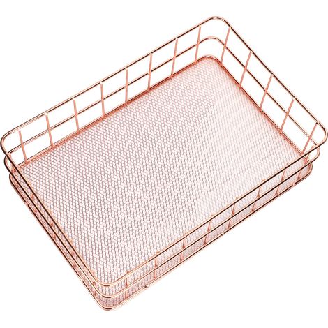 Panier de Rangement Rose Gold pour Câbles et Accessoires de Bureau - Organisateur Métallique Maison (1/5)
