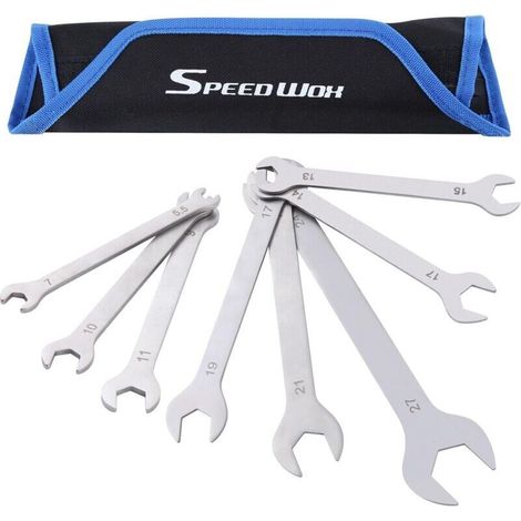 8pcs 3MM super fin clé à extrémité ouverte avec pochette à rouleau longue combinaison de modèle clé Setv-Groove Open End 5.5, 7, 8, 9, 10, 11, 13, 14, 15, 17, 18, 19, 21, 24, 27mm jeu de clé (1/5)