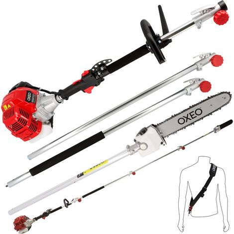 Elagueuse thermique sur perche - Moteur 2 temps 52 cm3 - 2 rallonges extensions - Longueur totale 4.06m - Guide chaîne 30cm