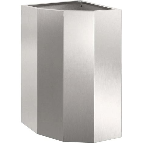 Jardinière d'angle moderne adaptée extérieur 30 x 30 x 50 cm en acier inoxydable argent (1/5)