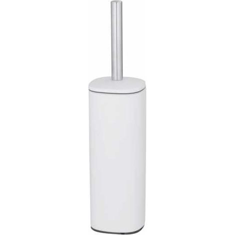 WENKO Spazzolino WC chiuso Alassio, design chiuso, spazzolino WC nero, Acciaio, 9,3x39,2x9,3 cm, bianco opaco (1/5)