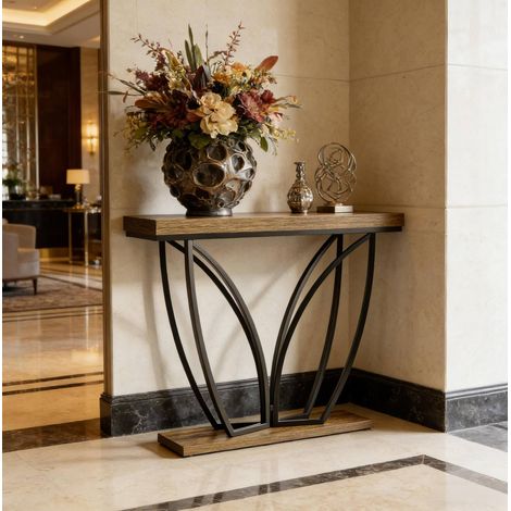 Table console 105x30 style industriel metal bois OKMYHOME (1/5)