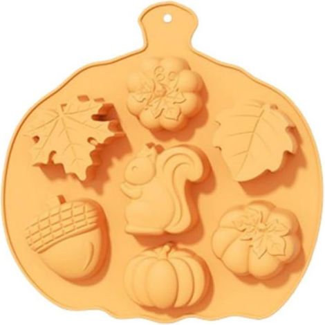 Moules en silicone automne - - Motifs écureuils, citrouilles, feuilles d'érable, glands - 25x26,6x2,5 cm (1/5)