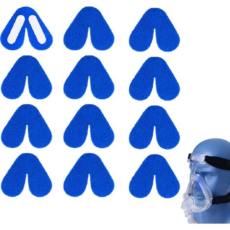 12 Pieces Blue Fleece Nasal Pads for CPAP Mask - with Double-Sided Medical Adhesive - Pressure Reduction, Comfort and Protection for Sleep Apnea Mask (1/5)