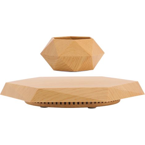 Pot de Fleurs Magnétique en Lévitation, Design Suspendu en Bois Massif Naturel, Décoration Intérieure Moderne sans Plante