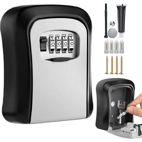 Boîte de rangement pour clés, boîte de rangement pour clés,Cache-clé de sécurité à combinaison à 4 chiffres - Coffre-fort à code réinitialisable pour propriétaires, agents immobiliers et gestionnaires