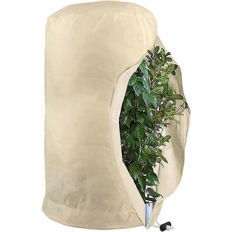 BelleRise - Sacs de protection contre le gel pour plantes réutilisables avec cordon, sacs polaires d'hiver beiges XL 140 x 200 cm (1/5)