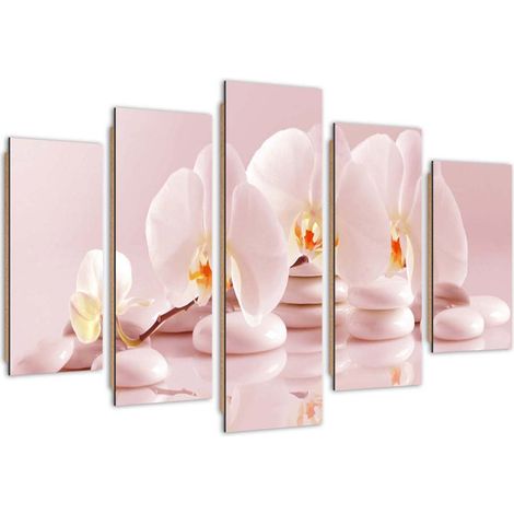 Quadro deco panel 5 parti, Orchidea su pietre - 150x100 (1/5)