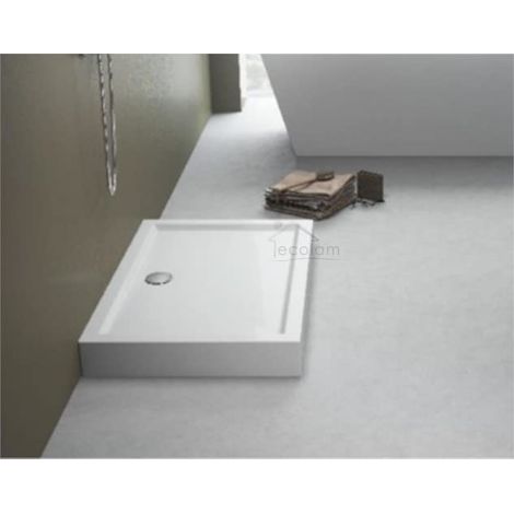 ECOLAM Receveur de douche rectangle Goliat 120x80 cm Hauteur: 14 cm, Profondeur: 3 cm, siphon + silicone. Receveur de douche en acrylique blanc (1/5)
