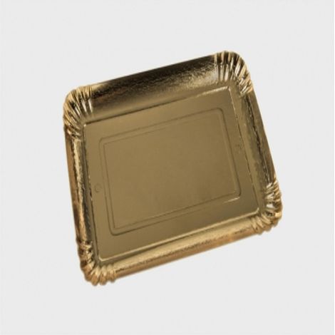 TrAdE Shop Traesio - 5 Vassoi Porta Sotto Torta 24x19 Cm 1.4 Mm Oro Rettangolare Cartone Dorato -