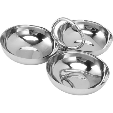 Assiette à goûter en acier inoxydable 304, durable et facile à nettoyer, 3 en 1, idéale pour les fruits, les noix et les bonbons (type 2). (1/5)