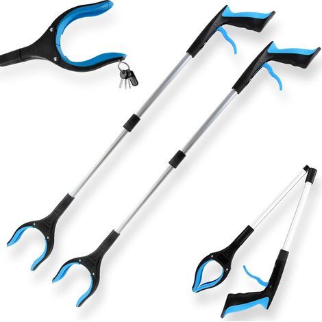 Lot de 2 Pinces Télescopiques, 82cm Aluminium, Tête Rotative 360°, Poignée Ergonomique, Embouts Magnétiques, Jardin (1/5)