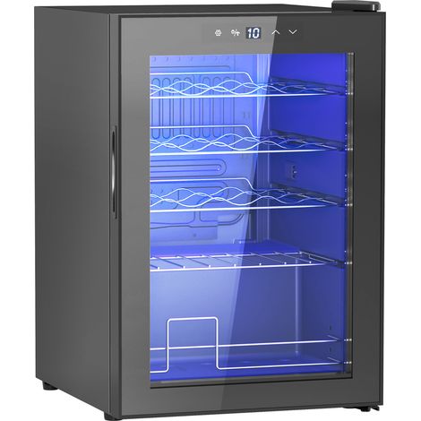 Weinkühlschrank 20 Flaschen Kompressor 53L, Weinschrank Klein mit Anti-UV Glastür & Touch-Display, Getränkekühlschrank Schwarz 5-18℃ LED