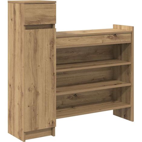 Maison Exclusive - Mobile per scarpe Rovere artigianale 100,5 x 28 x 100 cm (1/5)