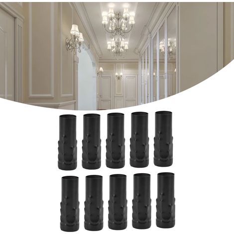 10 Pièces Tubes Métalliques E14 Noir pour Douilles Bougies, Accessoires Éclairage 25x80mm