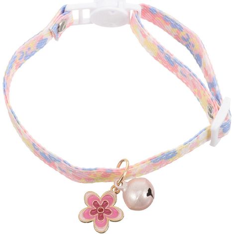 Collar floral para gato con cascabel, ajustable, bonito collar para gato para uso en mascotas, color rosa. (1/5)