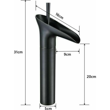 Robinet de salle de bain (noir), robinet cascade, robinet de lavabo noir, robinet de lavabo et unique vintage, robinet de salle de bain et de comptoir (1/4)