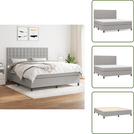 Boxspringbett mit Matratze Hellgrau 160x200 cm Stoff - Boxspringbett - Doppelbett - Bettenrahmen - Schlafsystem - Hellgrau (1/5)