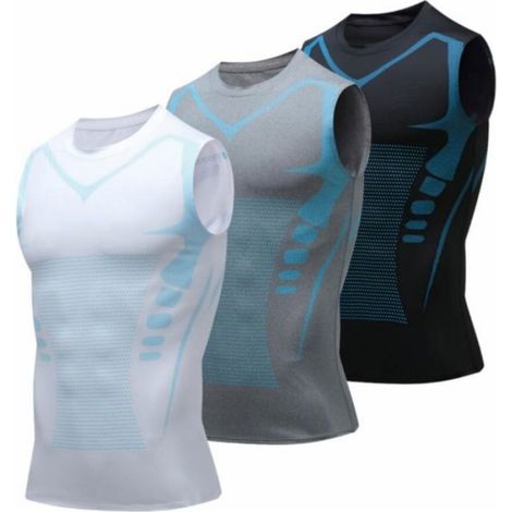 DEBARDEUR DE SPORT,3pcs Débardeur de Compression Gainant,Underfit Homme,Gilet de Modelage Ionique,pour Sculpter la Silhouette