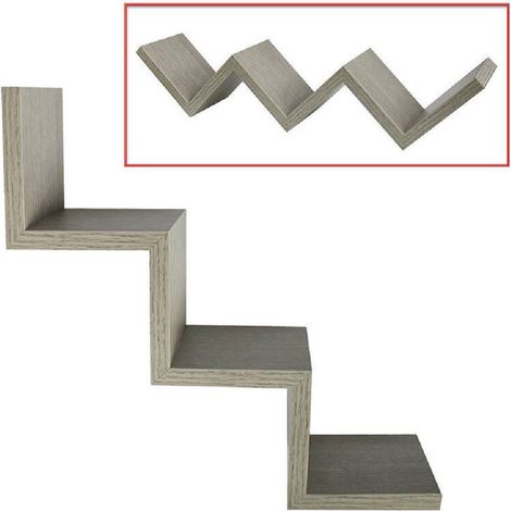 TrAdE Shop Traesio - Mensola Parete Zig Zag Design Moderno Legno Mdf Rovere Grigio 59x12cm -