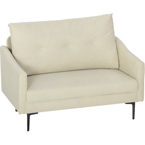 CHICFURN sofá de 2 plazas 124 x 73 x 92 cm de tela blanco crema para espacios pequeños (1/5)