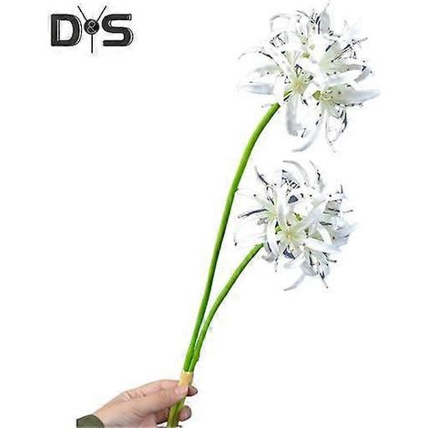 Lot de 2 lys araignées rouges artificiels, fleurs réalistes en soie, fausses branches pour centre de table, décoration florale pour mariage, maison ou bureau.blanc (1/5)