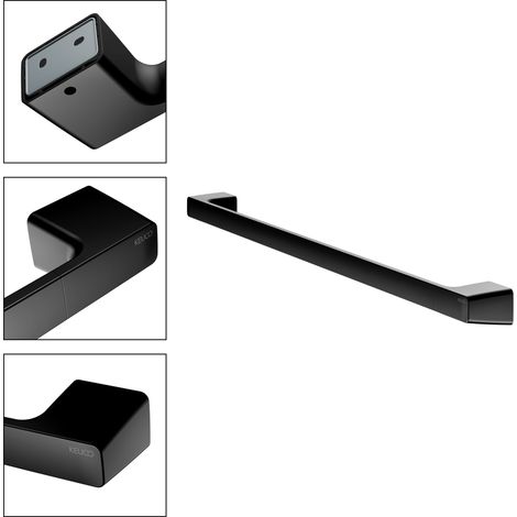 Porte-serviettes KEUCO Rose à coller ou à percer, made in Germany, en métal, noir mat, largeur 80 cm, kit de collage inclus, pour salle de bains ou sauna, fixation murale (1/5)