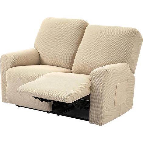 2 Seater Armchair Covers, Jacquard Recliner Cover for 2 Cushion Couch, Furniture Cover Stretch Recliner Loveseat Cover for Sofa Relax (Beige) (1/5)