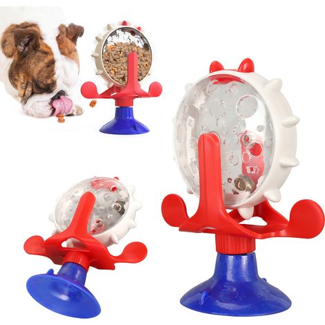 Gamelite Lentille pour Chat - Moulin à Vent Bleu Foncé - Jouet Distributeur Anti-glouton avec Ventouses en Plastique Durable (1/5)