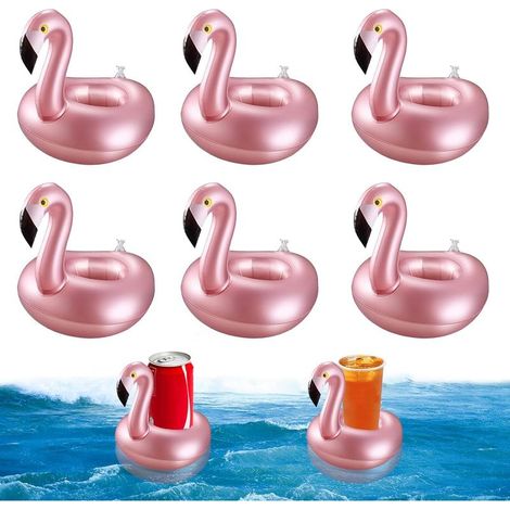 Lot de 6 porte-bouteilles gonflables flottants pour animaux aquatiques et fêtes de piscine, idéal pour les fêtes de famille, le camping et les activités de plein air (1/5)