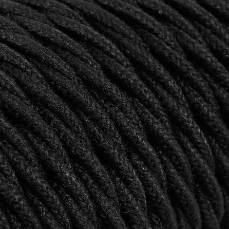 Câble Electrique Lin Noir en Textile Torsadé  3x0.75mm² - Fil Electrique Tissu