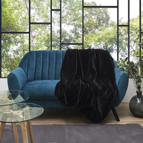 Plaid fausse fourrure collection OPULENCE 120x150 cm coloris noir (1/5)