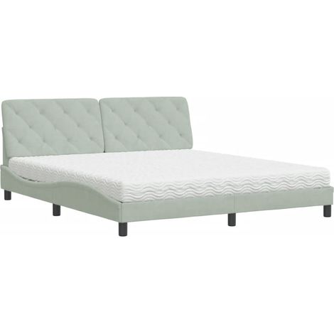 Maison Exclusive - Bett mit Matratze Hellgrau 180x200 cm Samt (1/5)
