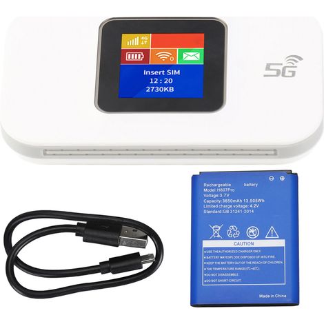4G portable WiFi 1.44in écran couleur mobile WiFi Hotspot Routeur avec micro carte SIM fente pour téléphone tablette ordinateur portable blanc (1/5)
