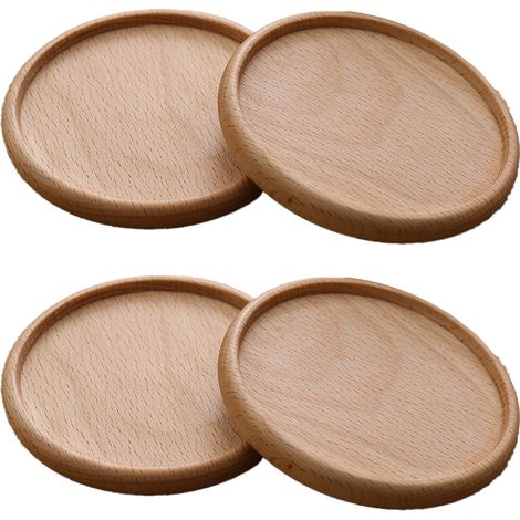 Sous-verre En Bois - En Acacia Naturel - Anti-rayure Avec Pieds En Mousse - Pour Boissons Chaudes Et Froides - Lot De 6 (1/5)