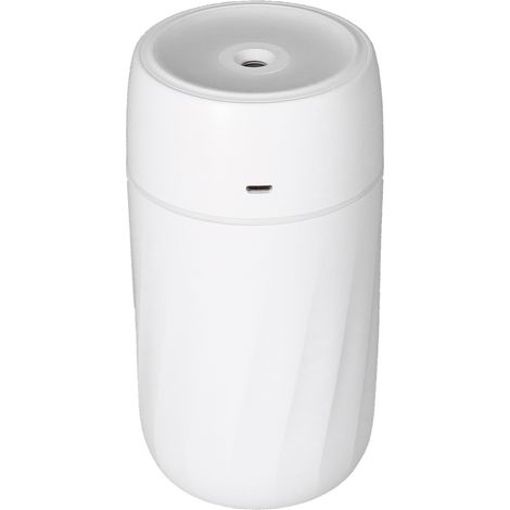 Mini humidificateur portable 300 ml avec lumières colorées et connexion USB, idéal pour la maison, la chambre, le bureau ou la voiture (blanc). (1/5)