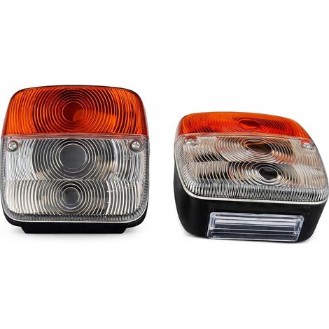 Lot de 2 Feux latéraux pour tracteur, remorque, machine agricole, 12 V, PMMA, ABS