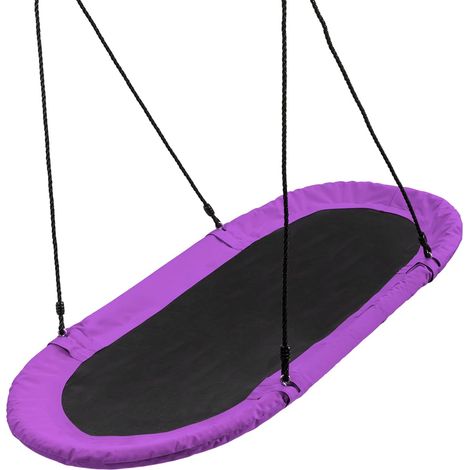 COSTWAY Oval Swing 60’’ Tree Swing with 40’’- 63’’ Adjustable Heights-Purple (1/5)
