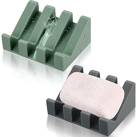 Set mit 2 Silikon-Seifenschalen für Küche und Bad – Schwarz und Grün (1/5)